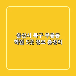울산시 북구 무룡동 학원 5곳 정보 총정리
