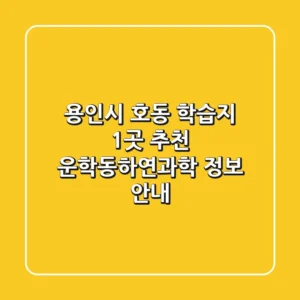 용인시 호동 학습지 1곳 추천 - 운학동하연과학 정보 안내