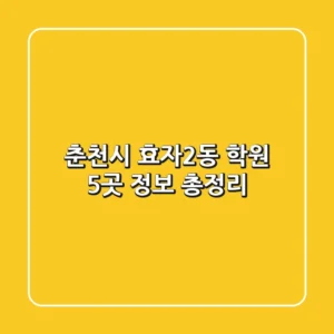 춘천시 효자2동 학원 5곳 정보 총정리