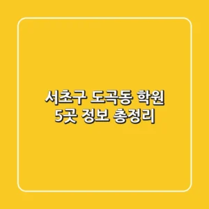 서초구 도곡동 학원 5곳 정보 총정리