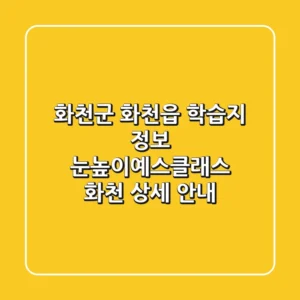 화천군 화천읍 학습지 정보: 눈높이예스클래스 화천 상세 안내