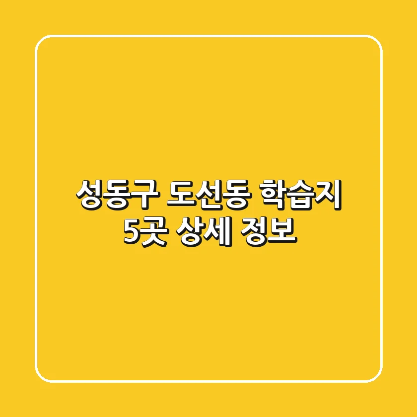 성동구 도선동 학습지 5곳 상세 정보
