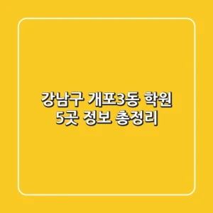 강남구 개포3동 학원 5곳 정보 총정리