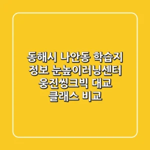 동해시 나안동 학습지 정보: 눈높이러닝센터, 웅진씽크빅, 대교 클래스 비교
