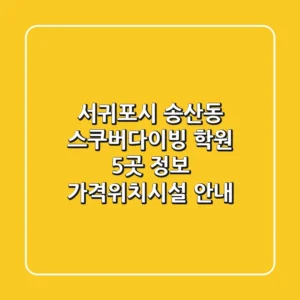 서귀포시 송산동 스쿠버다이빙 학원 5곳 정보 - 가격/위치/시설 안내