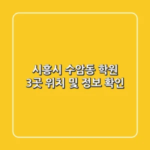 시흥시 수암동 학원 3곳, 위치 및 정보 확인