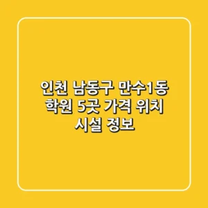 인천 남동구 만수1동 학원 5곳 가격, 위치, 시설 정보
