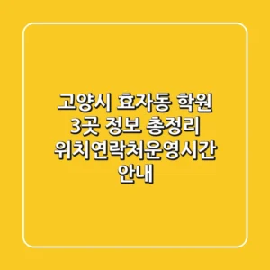 고양시 효자동 학원 3곳 정보 총정리 - 위치/연락처/운영시간 안내