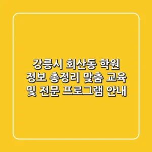 강릉시 회산동 학원 정보 총정리: 맞춤 교육 및 전문 프로그램 안내