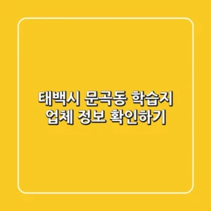 태백시 문곡동 학습지 업체 정보 확인하기