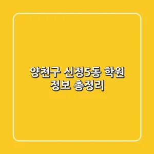 양천구 신정5동 학원 정보 총정리
