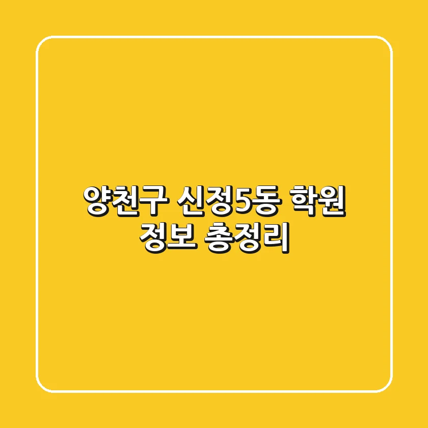 양천구 신정5동 학원 정보 총정리