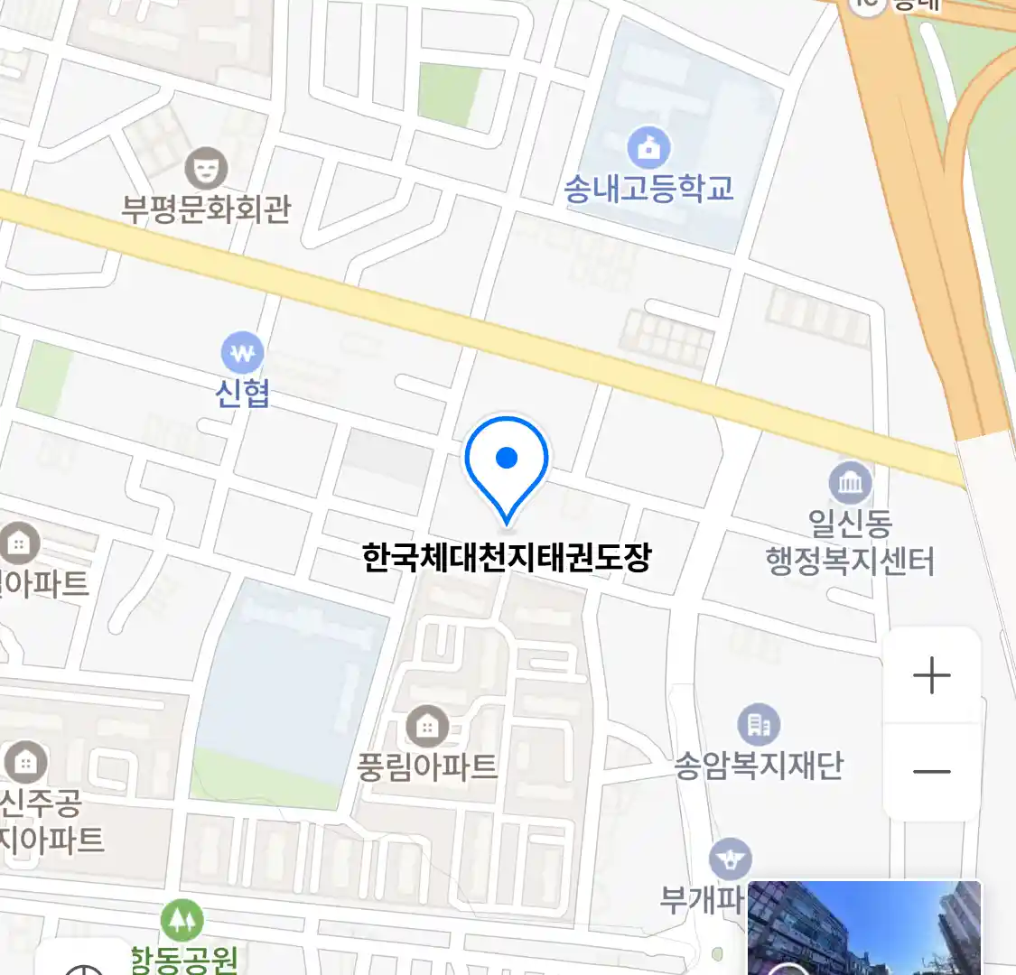 한국체대천지태권도장 위치