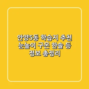 안양5동 학습지 추천: 눈높이, 구몬, 한솔 등 정보 총정리