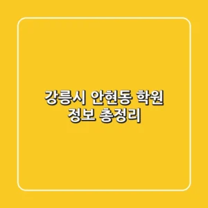 강릉시 안현동 학원 정보 총정리