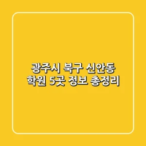 광주시 북구 신안동 학원 5곳 정보 총정리