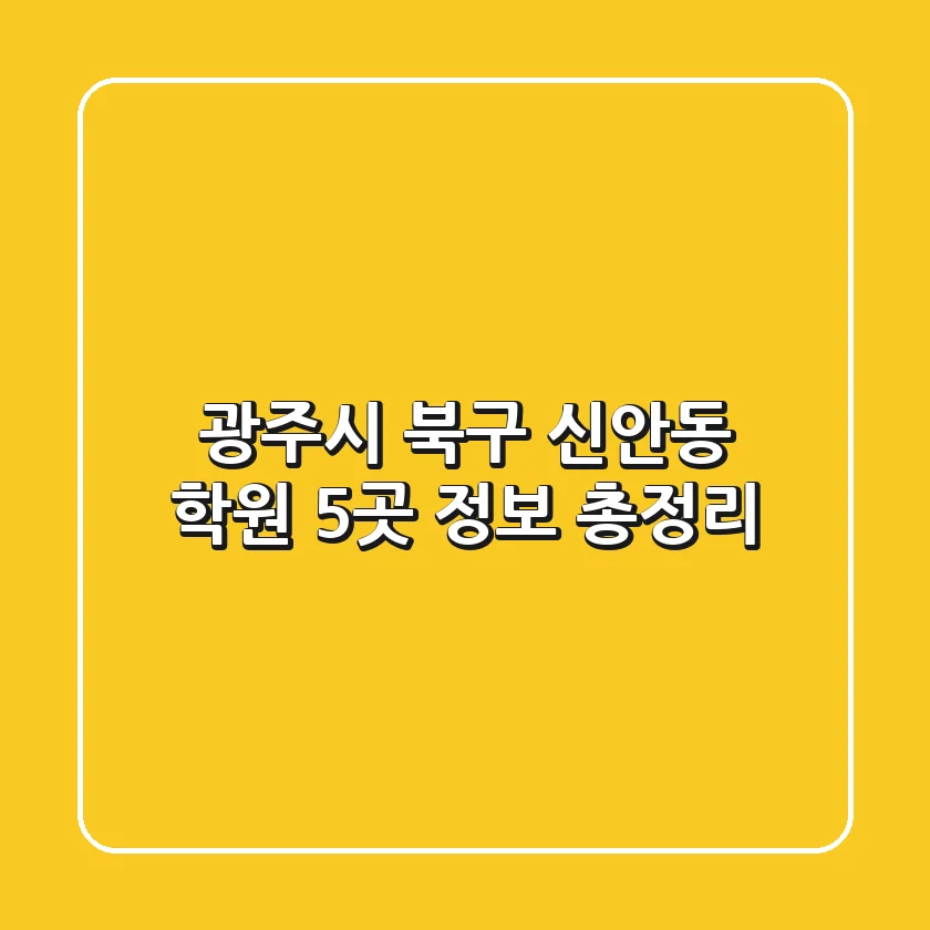광주시 북구 신안동 학원 5곳 정보 총정리
