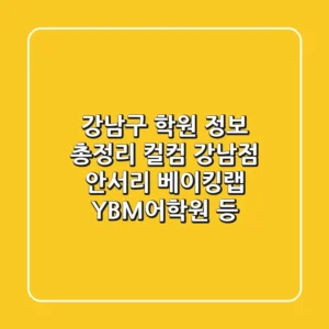 강남구 학원 정보 총정리: 컬컴 강남점, 안서리 베이킹랩, YBM어학원 등