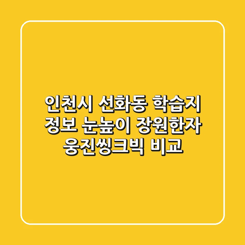 인천시 선화동 학습지 정보: 눈높이, 장원한자, 웅진씽크빅 비교