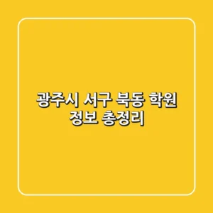 광주시 서구 북동 학원 정보 총정리