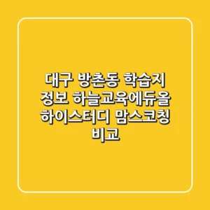 대구 방촌동 학습지 정보: 하늘교육에듀올, 하이스터디, 맘스코칭 비교