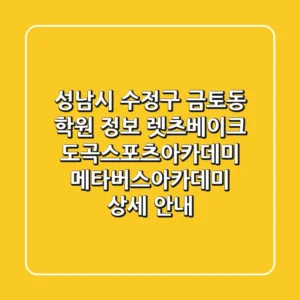 성남시 수정구 금토동 학원 정보: 렛츠베이크, 도곡스포츠아카데미, 메타버스아카데미 상세 안내