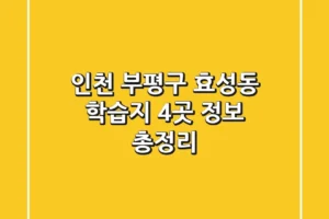인천 부평구 효성동 학습지 4곳 정보 총정리