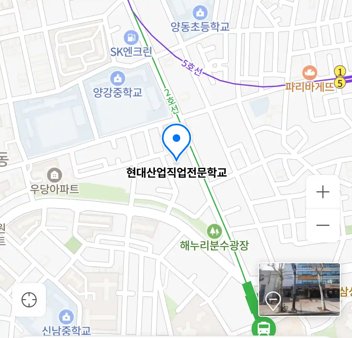현대산업직업전문학교 지도